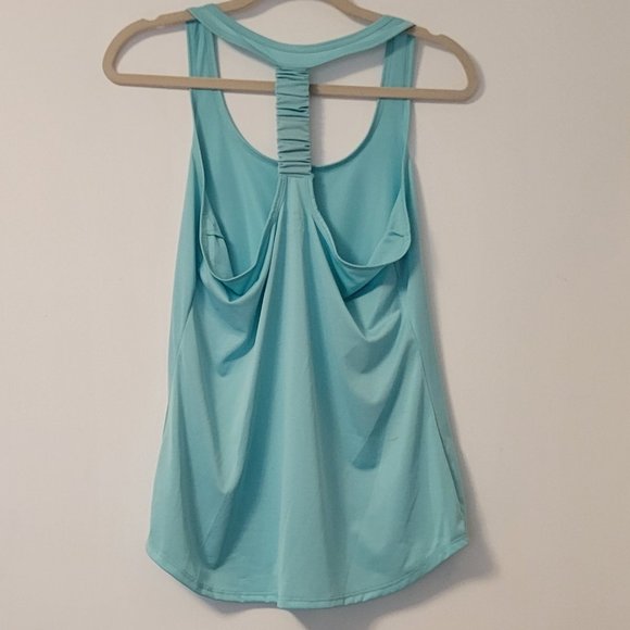 Be Inspired woman's turquoise racerback stretchy tank top size: M - Picture 6 of 8